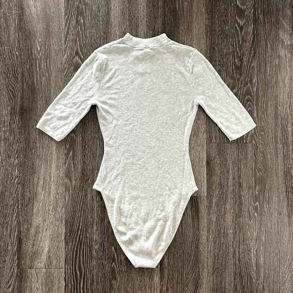 EUC ADAY Like A Glove Bodysuit High Neck Short Sleeve‎ Gray Merino Wool Size XS - Picture 16 of 16